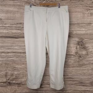Rafaella Curvy White Capri Pants Size 14 Stretch Cotton Blend Grommet Detail